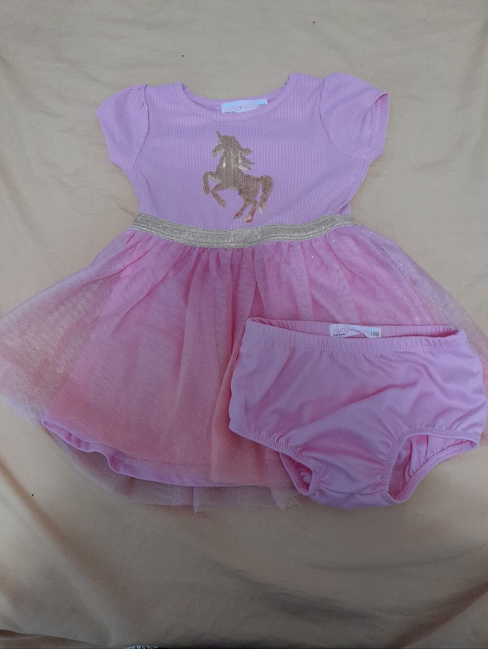 Girls Pink Unicorn Tutu Dress with Bloomers